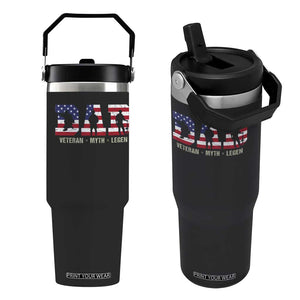 Veteran Dad The Myth Legend Flip Straw Tumbler Cool Father's Day Military Gifts 4th of July TS14 One Size: 30 oz Black Print Your Wear