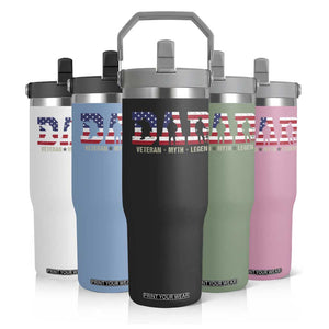 Veteran Dad The Myth Legend Flip Straw Tumbler Cool Father's Day Military Gifts 4th of July TS14 Print Your Wear