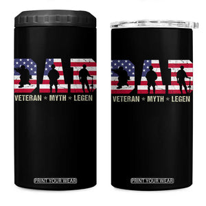 Veteran Dad The Myth Legend 4 in 1 Can Cooler Tumbler Cool Father's Day Military Gifts 4th of July TS14 One Size: 16 oz Black Print Your Wear