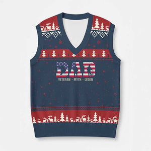 Veteran Dad The Myth Legend V-Neck Knit Sweater Vest Cool Father's Day Military Gifts 4th of July TS14 Navy Red Print Your Wear