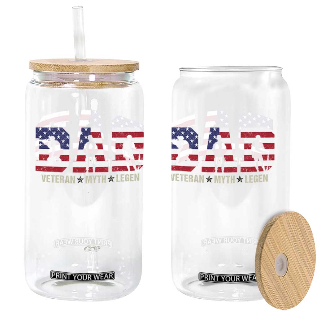 Veteran Dad The Myth Legend Glass Can Cool Father's Day Military Gifts 4th of July TS14 Print Your Wear