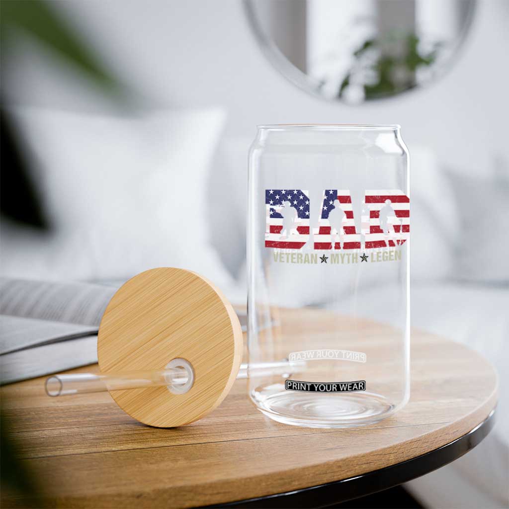 Veteran Dad The Myth Legend Glass Can Cool Father's Day Military Gifts 4th of July TS14 Print Your Wear