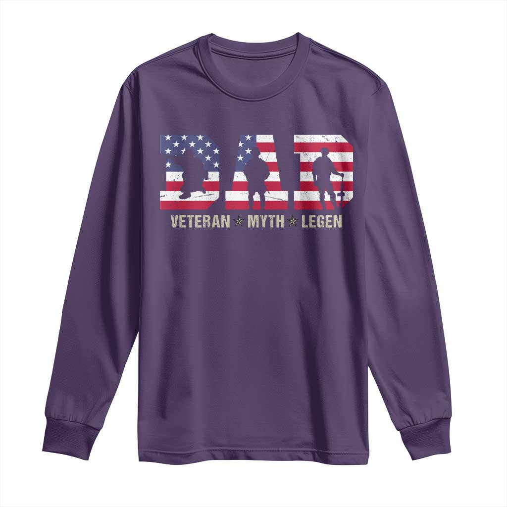 Veteran Dad The Myth Legend Long Sleeve Shirt Cool Father's Day Military Gifts 4th of July TS14 Purple Print Your Wear