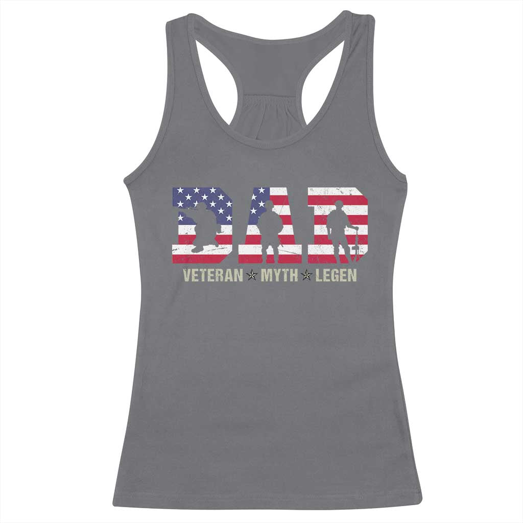 Veteran Dad The Myth Legend Racerback Tank Top Cool Father's Day Military Gifts 4th of July TS14 Charcoal Print Your Wear