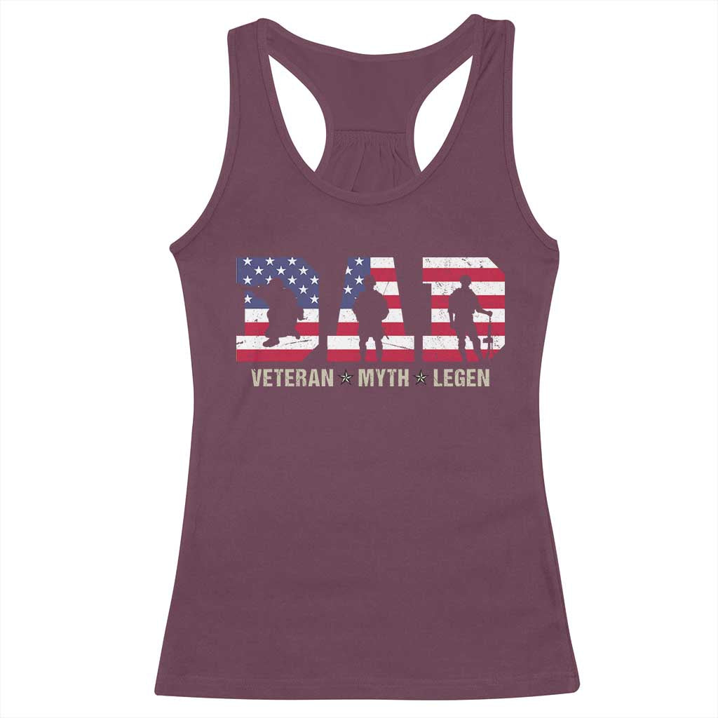 Veteran Dad The Myth Legend Racerback Tank Top Cool Father's Day Military Gifts 4th of July TS14 Maroon Print Your Wear