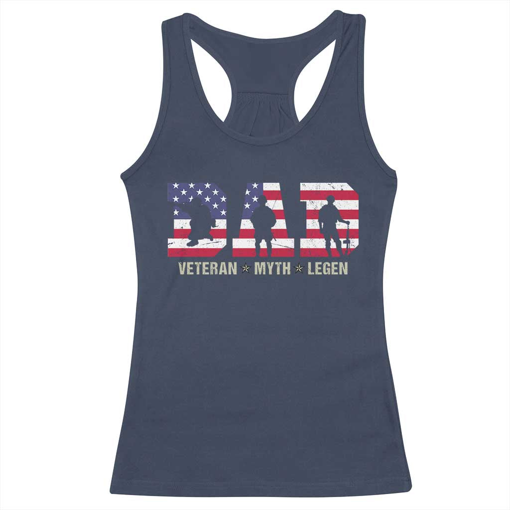 Veteran Dad The Myth Legend Racerback Tank Top Cool Father's Day Military Gifts 4th of July TS14 Navy Print Your Wear