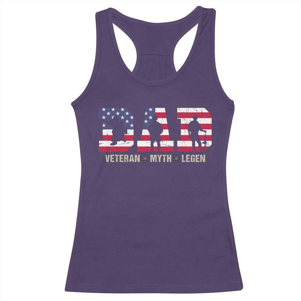 Veteran Dad The Myth Legend Racerback Tank Top Cool Father's Day Military Gifts 4th of July TS14 Purple Print Your Wear