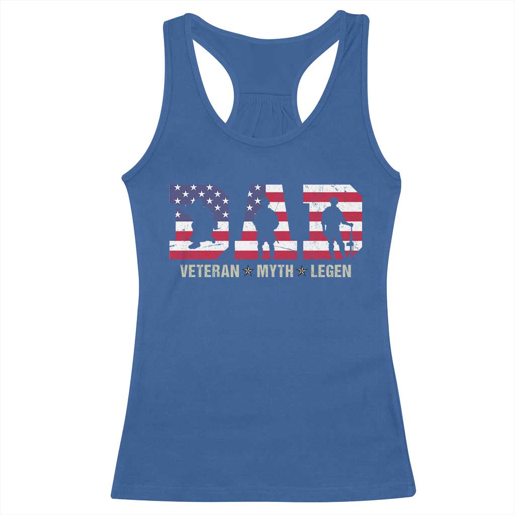 Veteran Dad The Myth Legend Racerback Tank Top Cool Father's Day Military Gifts 4th of July TS14 Royal Blue Print Your Wear