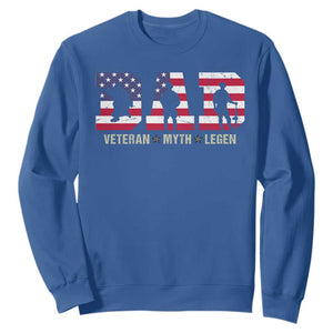 Veteran Dad The Myth Legend Sweatshirt Cool Father's Day Military Gifts 4th of July TS14 Royal Blue Print Your Wear