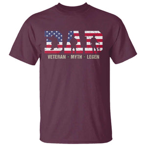 Veteran Dad The Myth Legend T Shirt Cool Father's Day Military Gifts 4th of July TS14 Maroon Print Your Wear