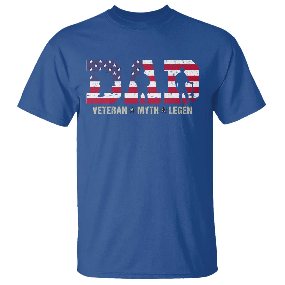 Veteran Dad The Myth Legend T Shirt Cool Father's Day Military Gifts 4th of July TS14 Royal Blue Print Your Wear