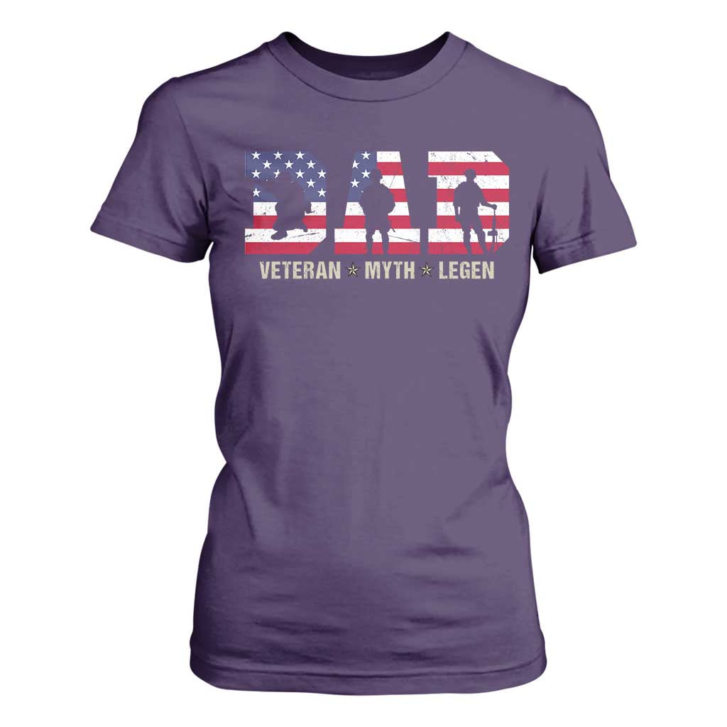 Veteran Dad The Myth Legend T Shirt For Women Cool Father's Day Military Gifts 4th of July TS14 Purple Print Your Wear