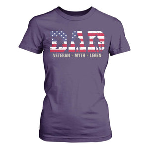 Veteran Dad The Myth Legend T Shirt For Women Cool Father's Day Military Gifts 4th of July TS14 Purple Print Your Wear