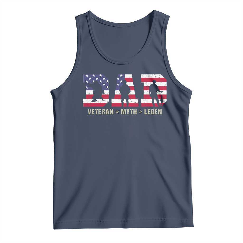 Veteran Dad The Myth Legend Tank Top Cool Father's Day Military Gifts 4th of July TS14 Navy Print Your Wear