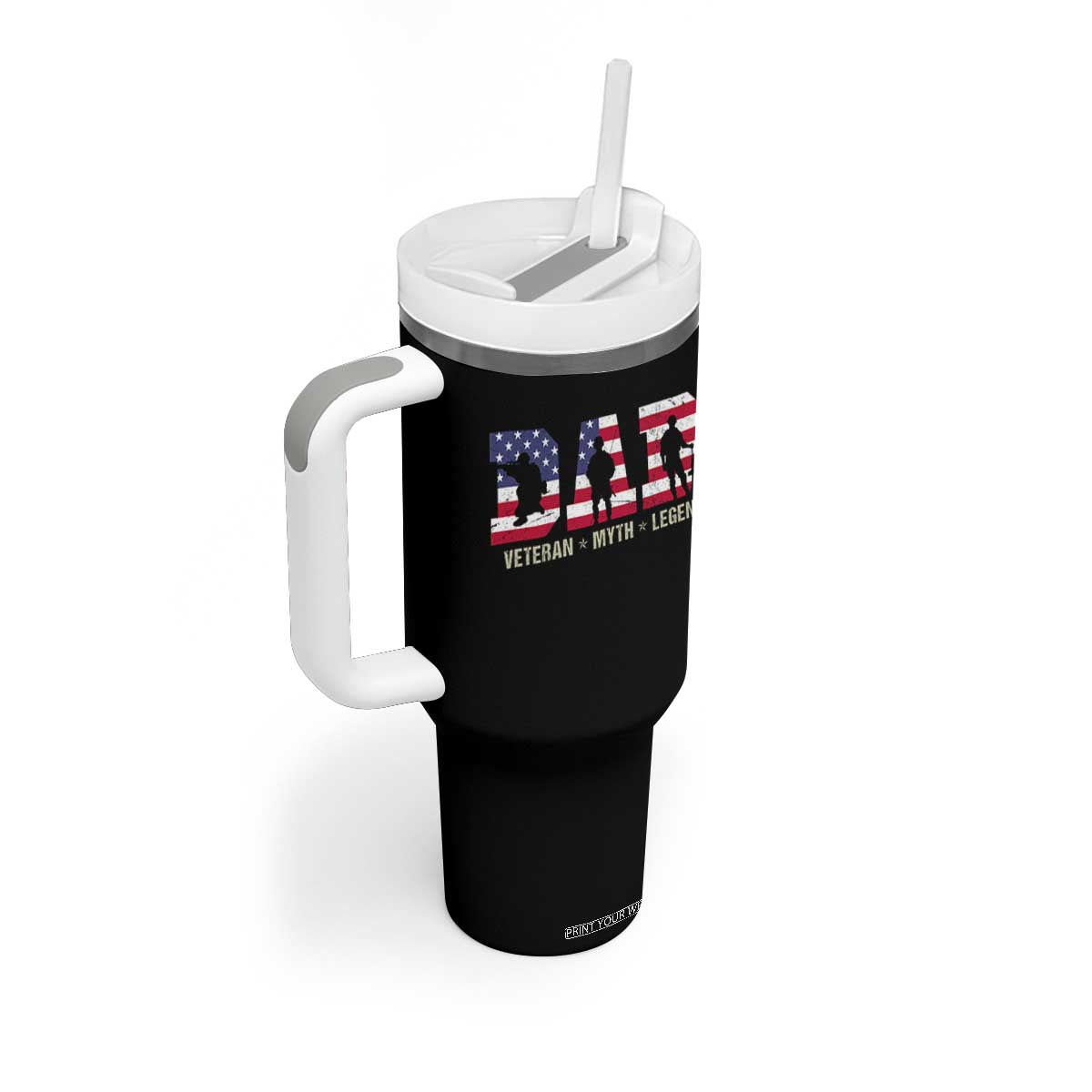 Veteran Dad The Myth Legend Tumbler With Handle Cool Father's Day Military Gifts 4th of July