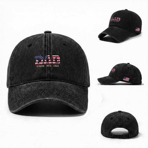 Veteran Dad The Myth Legend Washed Cotton Baseball Cap Cool Father's Day Military Gifts 4th of July TS14 Washed Cap Universal Fit Black Print Your Wear