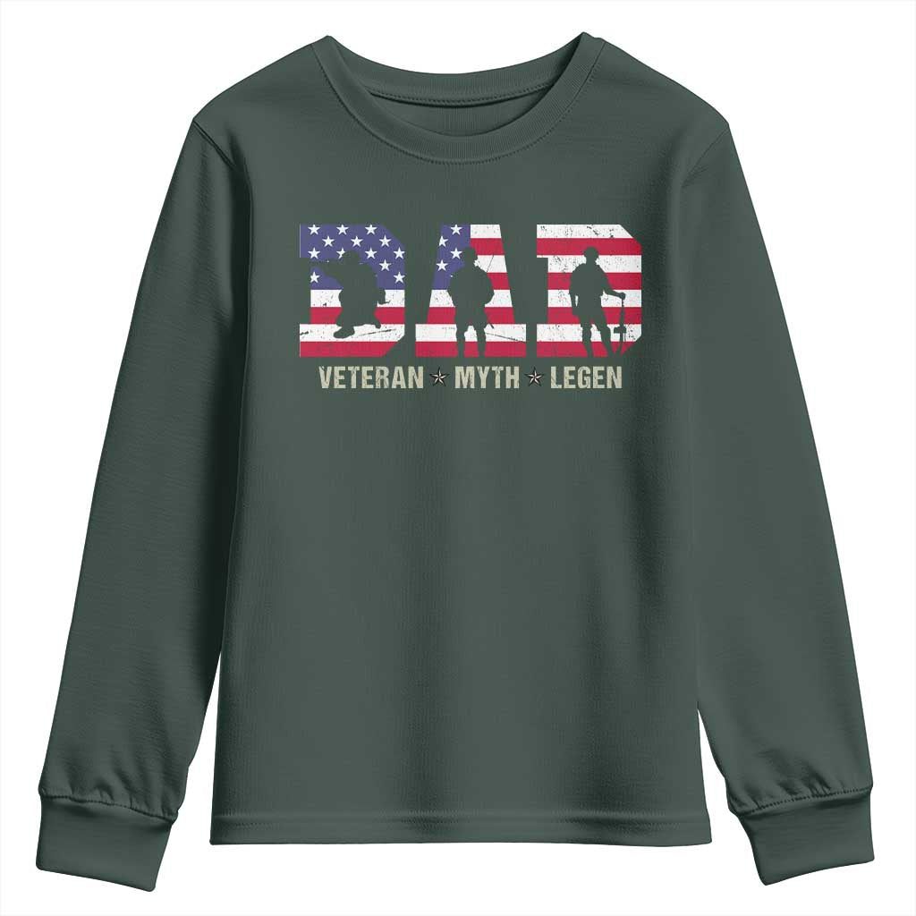 Veteran Dad The Myth Legend Youth Sweatshirt Cool Father's Day Military Gifts 4th of July
