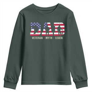 Veteran Dad The Myth Legend Youth Sweatshirt Cool Father's Day Military Gifts 4th of July