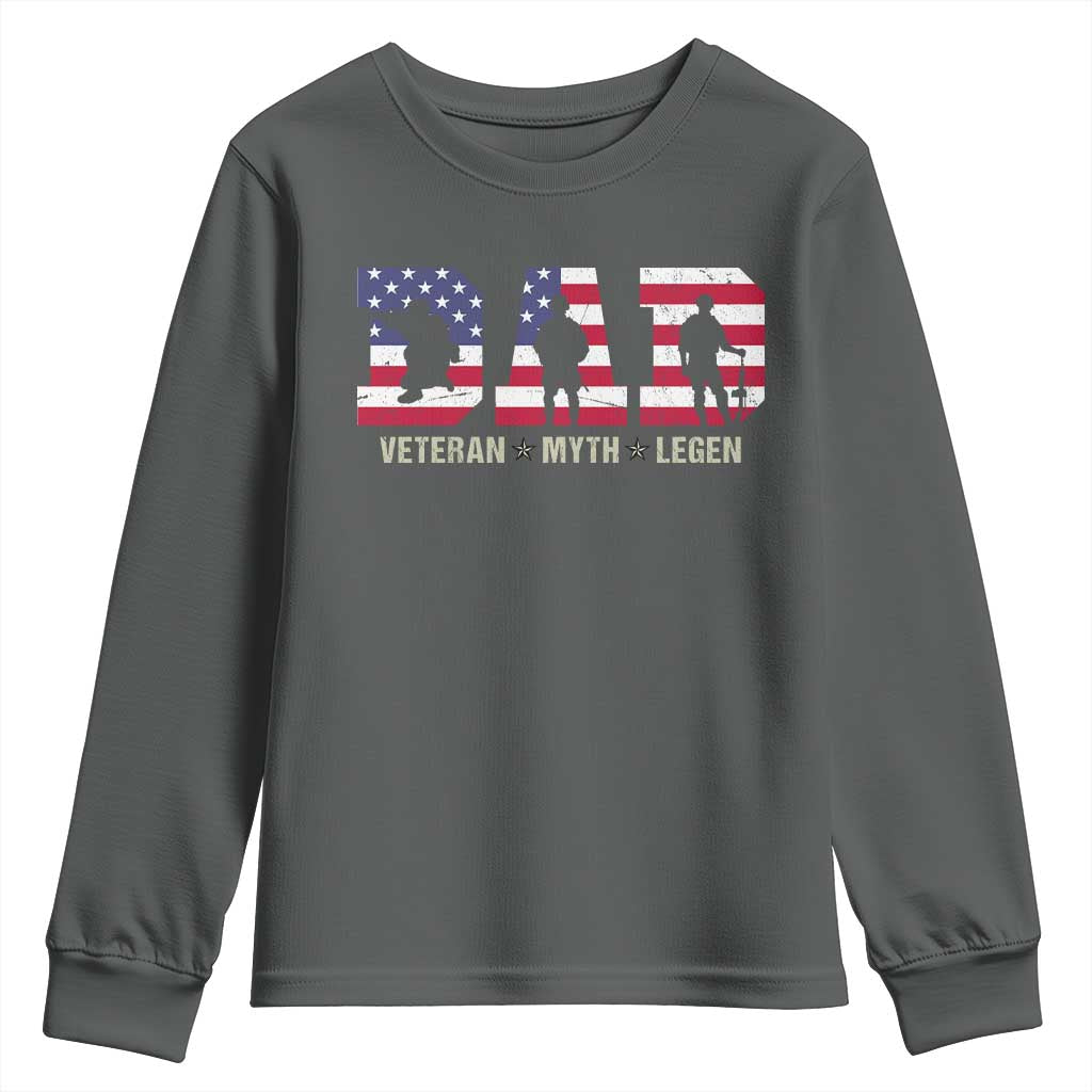 Veteran Dad The Myth Legend Youth Sweatshirt Cool Father's Day Military Gifts 4th of July