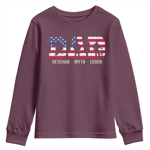 Veteran Dad The Myth Legend Youth Sweatshirt Cool Father's Day Military Gifts 4th of July