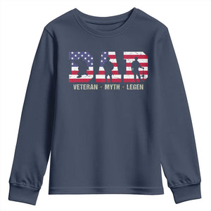 Veteran Dad The Myth Legend Youth Sweatshirt Cool Father's Day Military Gifts 4th of July