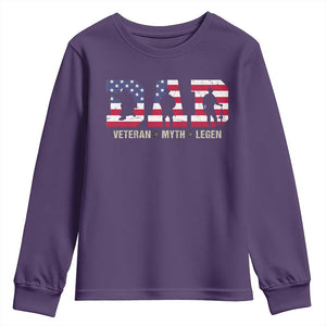 Veteran Dad The Myth Legend Youth Sweatshirt Cool Father's Day Military Gifts 4th of July