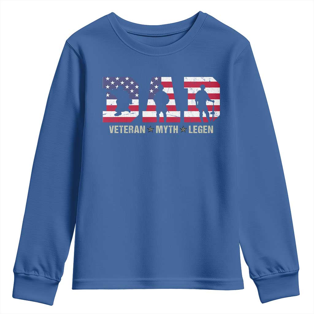 Veteran Dad The Myth Legend Youth Sweatshirt Cool Father's Day Military Gifts 4th of July