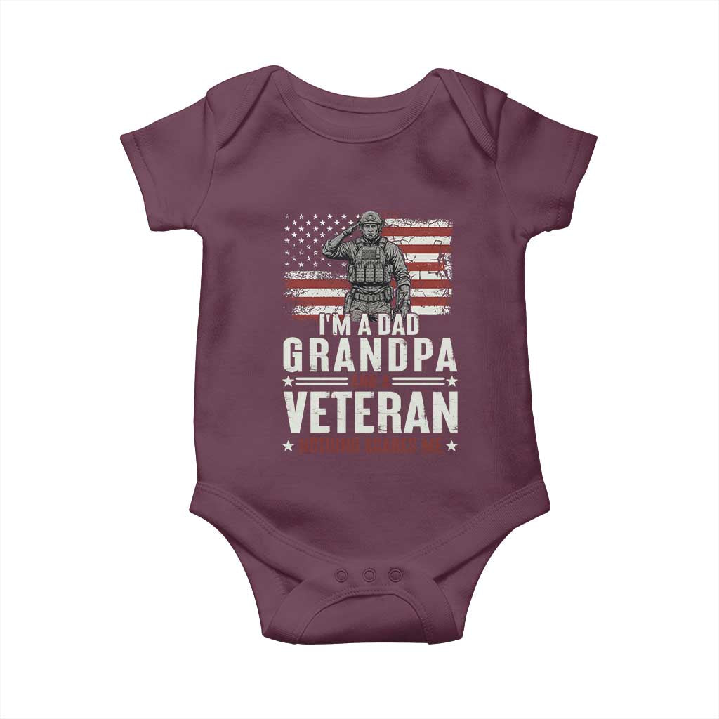 I'm A Dad Grandpa and Veteran Nothing Scares Me Baby Onesie Funny Veteran Dad Grandpa Humor