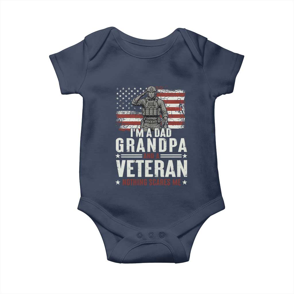 I'm A Dad Grandpa and Veteran Nothing Scares Me Baby Onesie Funny Veteran Dad Grandpa Humor