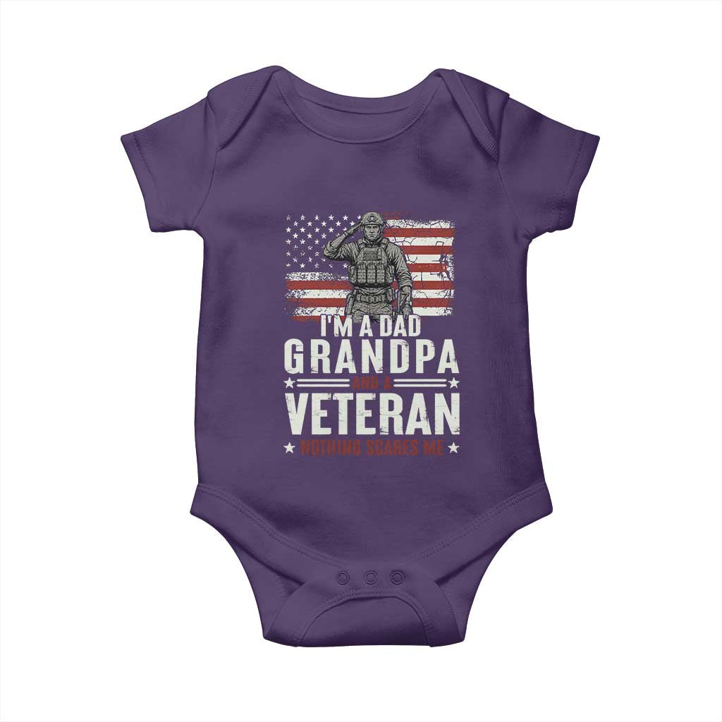 I'm A Dad Grandpa and Veteran Nothing Scares Me Baby Onesie Funny Veteran Dad Grandpa Humor
