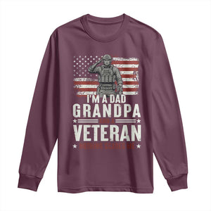 I'm A Dad Grandpa and Veteran Nothing Scares Me Long Sleeve Shirt Funny Veteran Dad Grandpa Humor