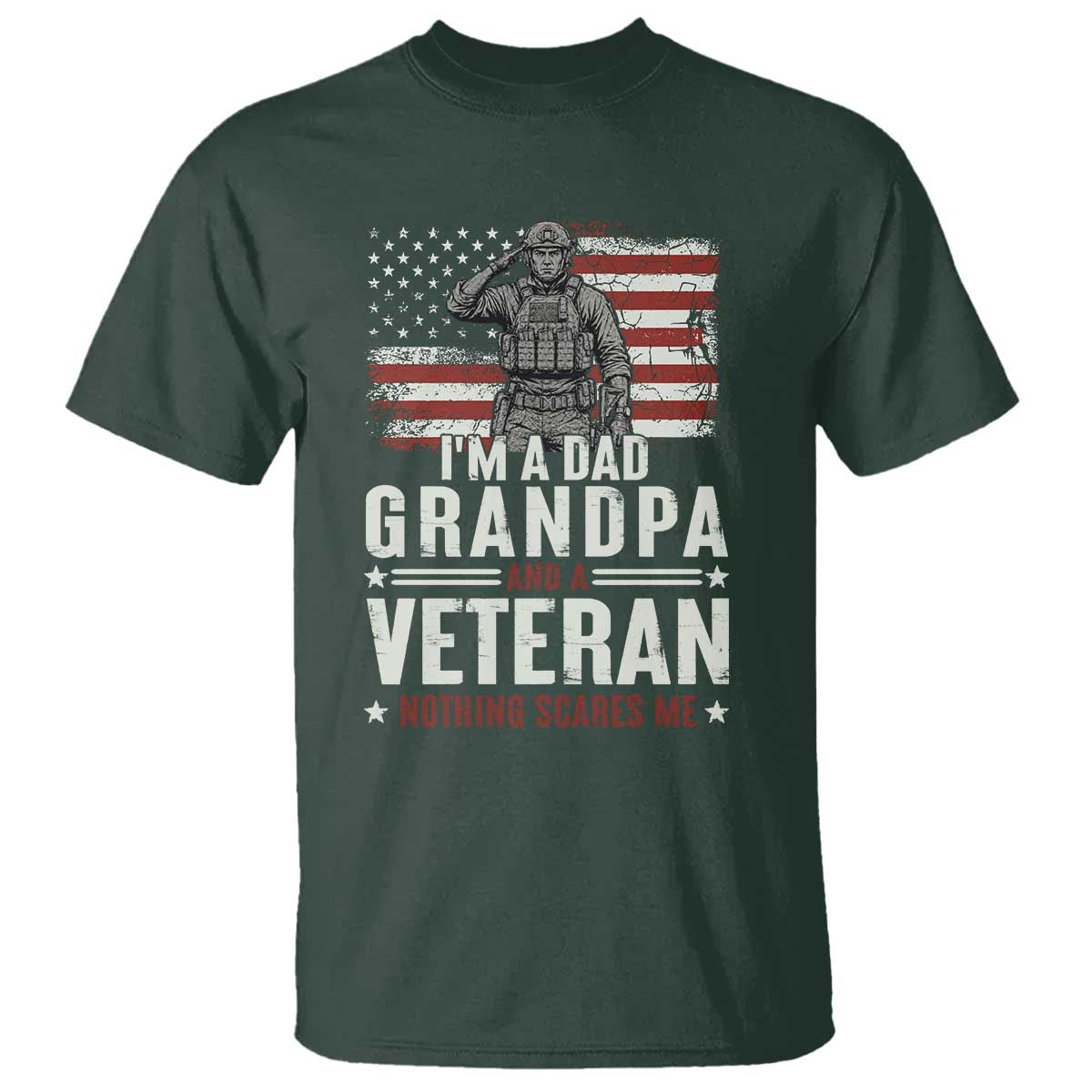 I'm A Dad Grandpa and Veteran Nothing Scares Me T Shirt Funny Veteran Dad Grandpa Humor