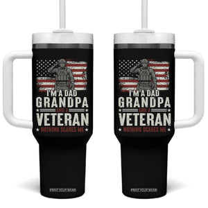 I'm A Dad Grandpa and Veteran Nothing Scares Me Tumbler With Handle Funny Veteran Dad Grandpa Humor