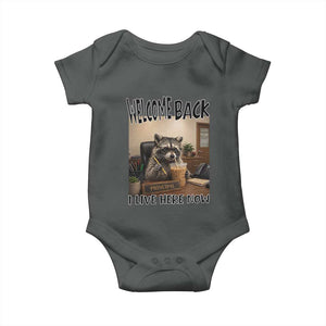 Funny Raccoon School Principal Baby Onesie Welcom Back To School TS14 Dark Heather Print Your Wear