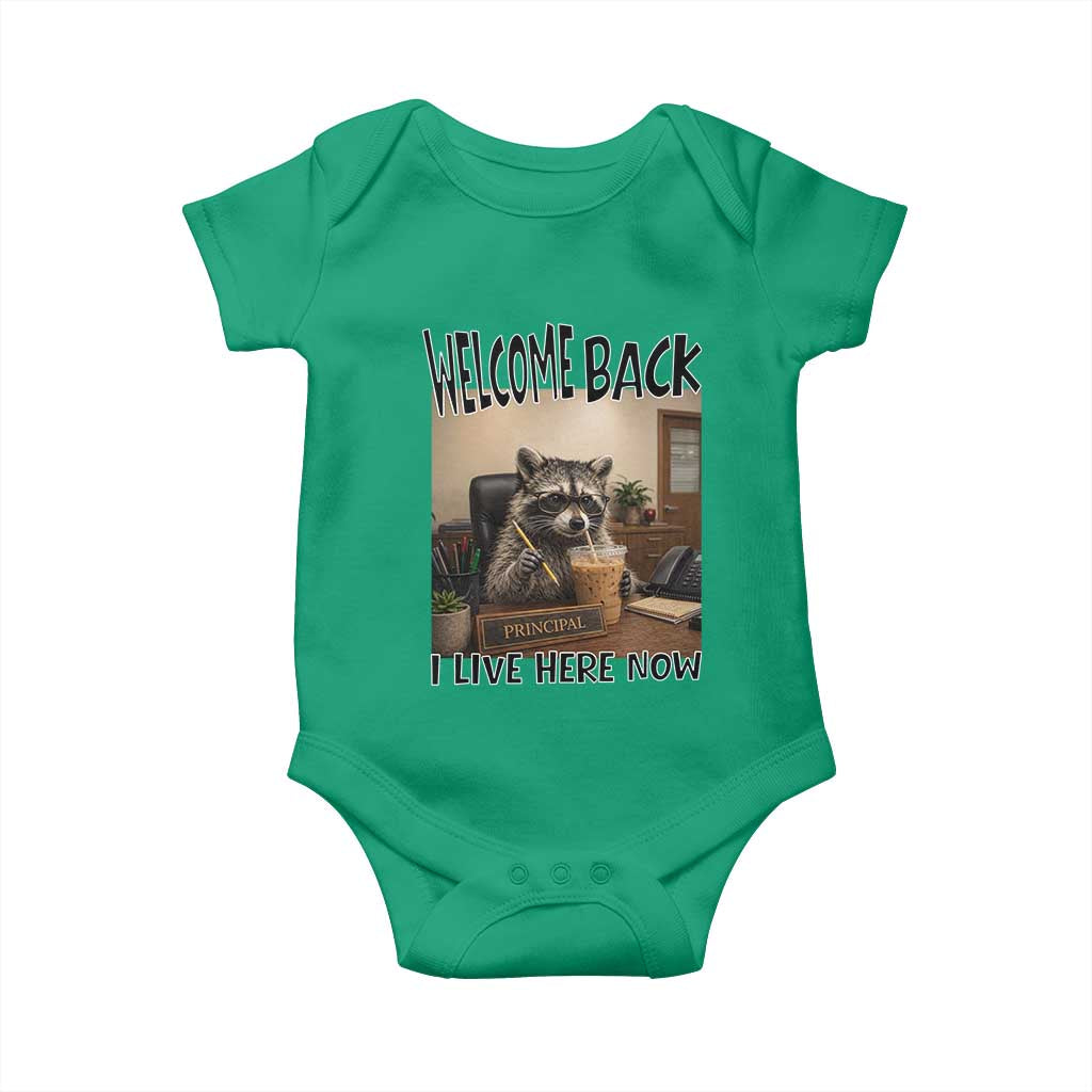 Funny Raccoon School Principal Baby Onesie Welcom Back To School TS14 Irish Green Print Your Wear