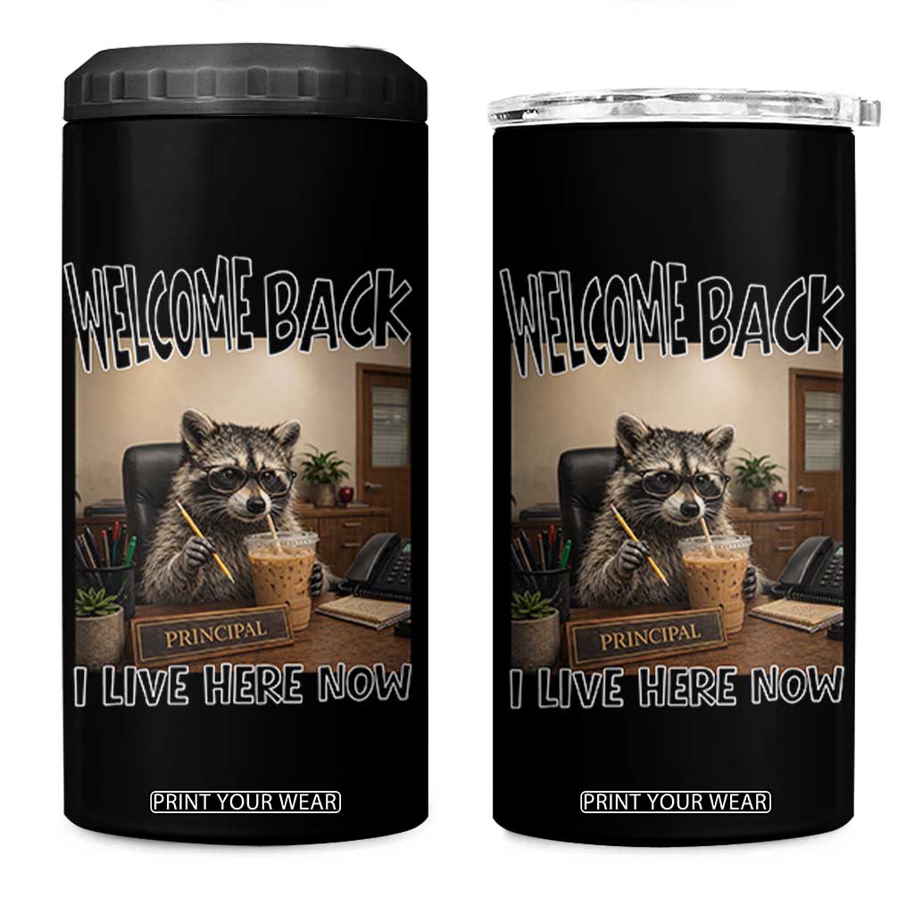 Funny Raccoon School Principal 4 in 1 Can Cooler Tumbler Welcom Back To School TS14 One Size: 16 oz Black Print Your Wear