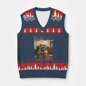 Funny Raccoon School Principal V-Neck Knit Sweater Vest Welcom Back To School TS14 Navy Red Print Your Wear
