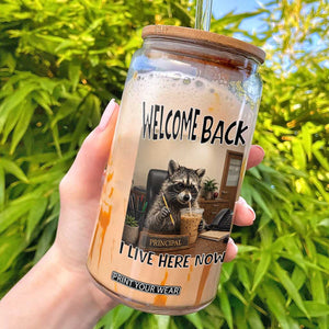 Funny Raccoon School Principal Glass Can Welcom Back To School TS14 Black Print Your Wear