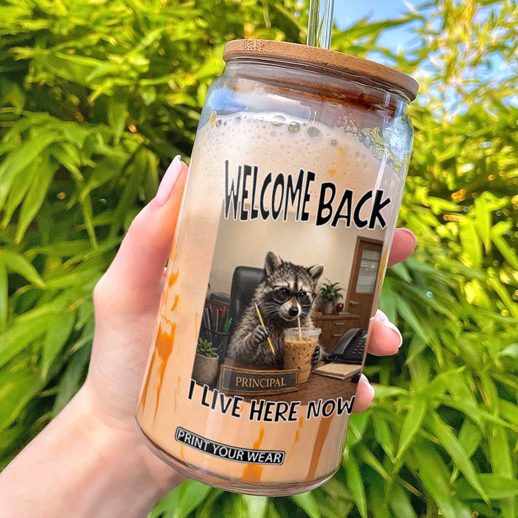 Funny Raccoon School Principal Glass Can Welcom Back To School TS14 Black Print Your Wear