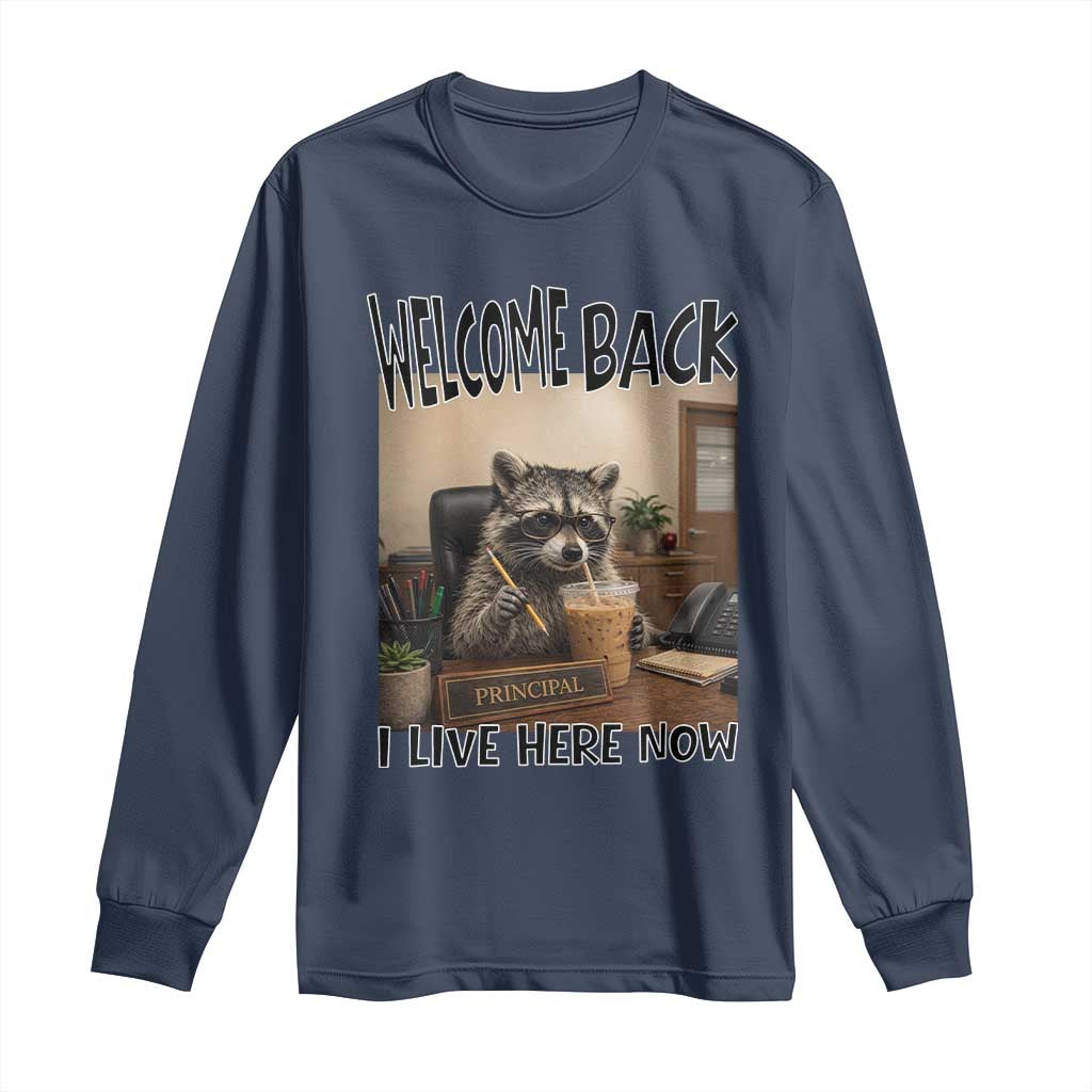 Funny Raccoon School Principal Long Sleeve Shirt Welcom Back To School TS14 Navy Print Your Wear