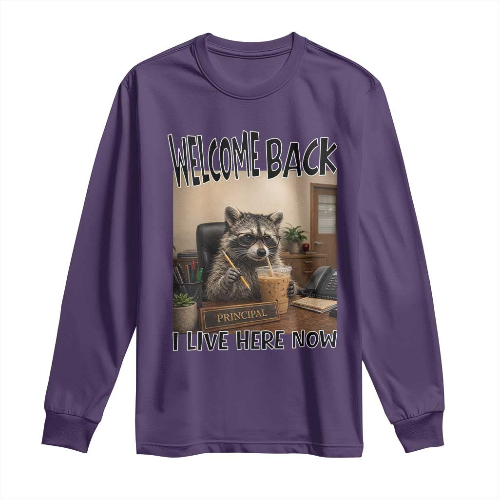 Funny Raccoon School Principal Long Sleeve Shirt Welcom Back To School TS14 Purple Print Your Wear