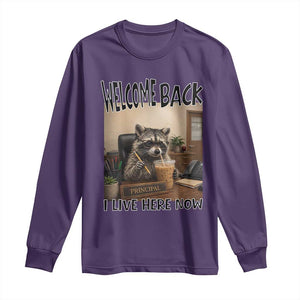 Funny Raccoon School Principal Long Sleeve Shirt Welcom Back To School TS14 Purple Print Your Wear