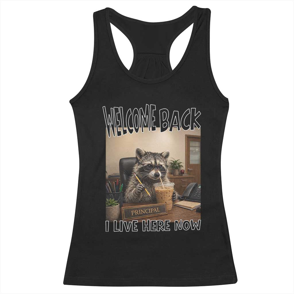 Funny Raccoon School Principal Racerback Tank Top Welcom Back To School TS14 Black Print Your Wear