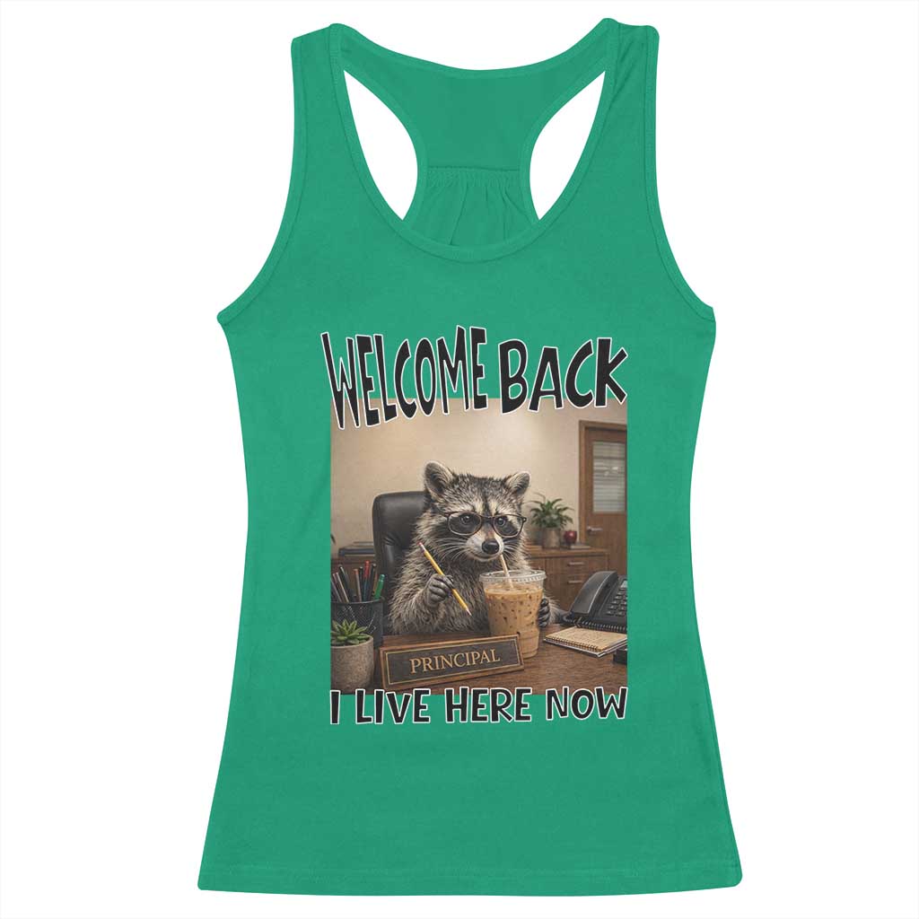 Funny Raccoon School Principal Racerback Tank Top Welcom Back To School TS14 Irish Green Print Your Wear