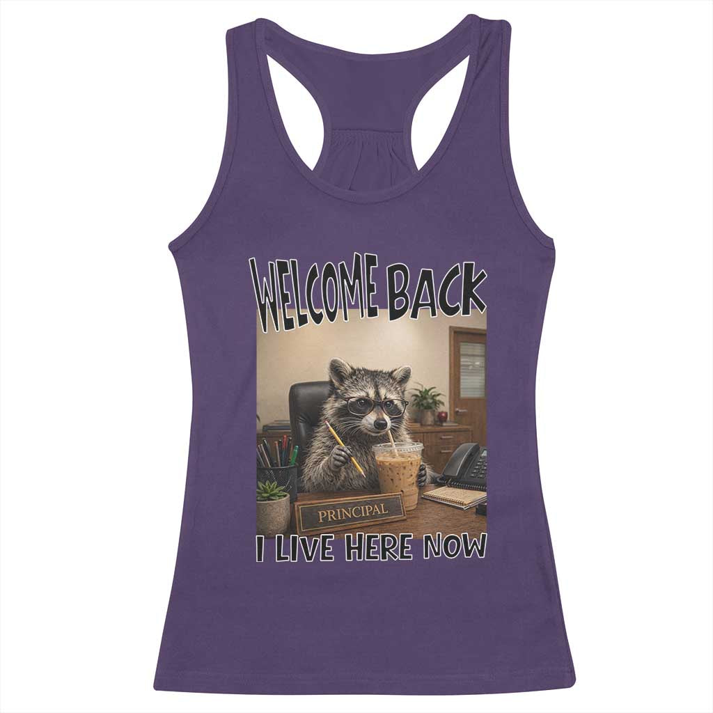 Funny Raccoon School Principal Racerback Tank Top Welcom Back To School TS14 Purple Print Your Wear