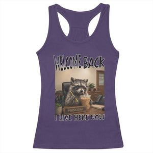 Funny Raccoon School Principal Racerback Tank Top Welcom Back To School TS14 Purple Print Your Wear
