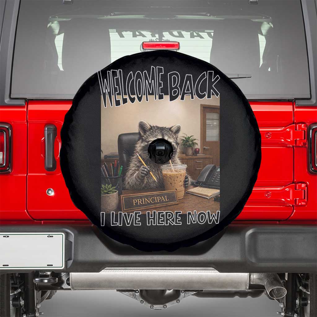 Funny Raccoon School Principal Spare Tire Cover Welcom Back To School TS14 Black Print Your Wear