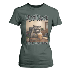 Funny Raccoon School Principal T Shirt For Women Welcom Back To School TS14 Dark Forest Green Print Your Wear