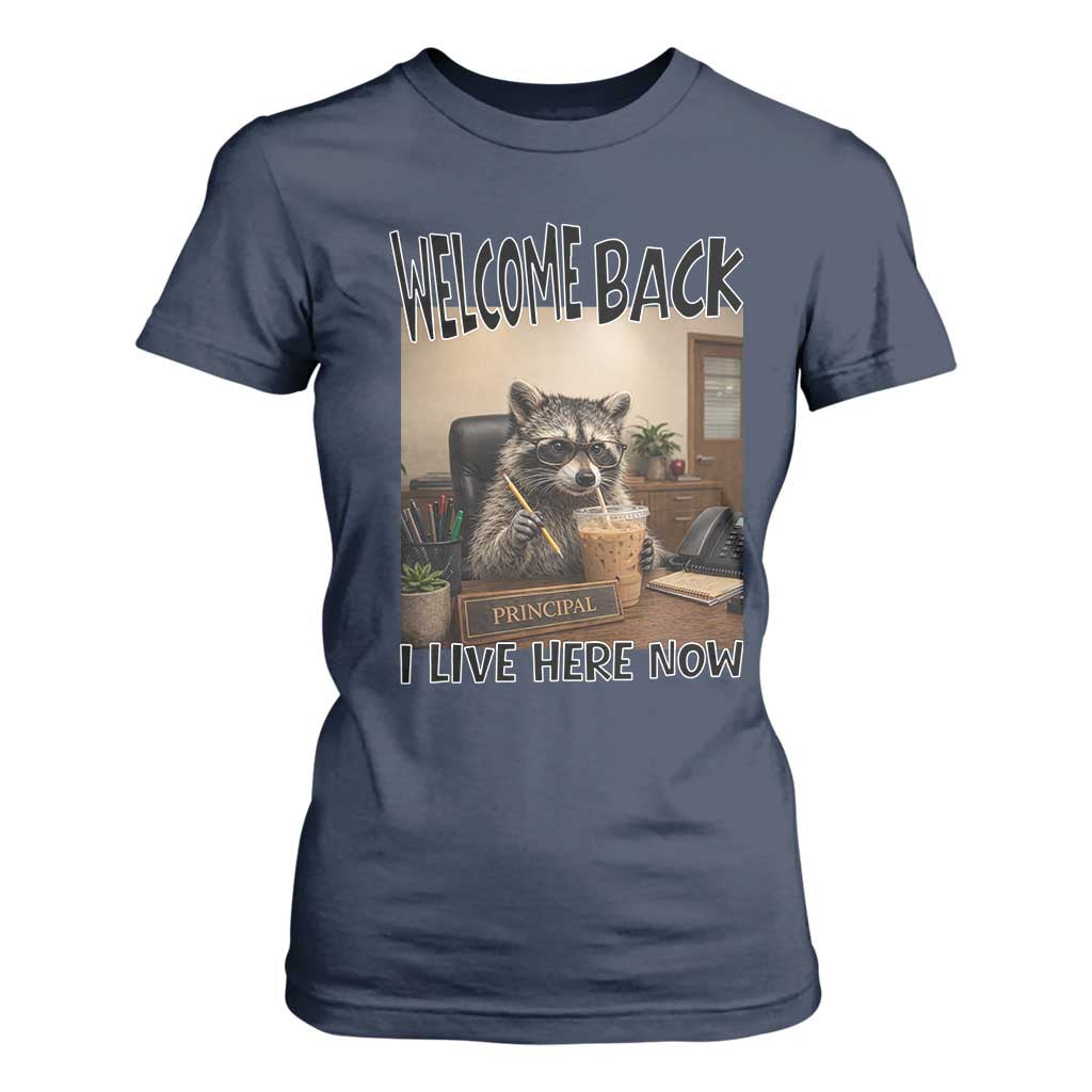 Funny Raccoon School Principal T Shirt For Women Welcom Back To School TS14 Navy Print Your Wear
