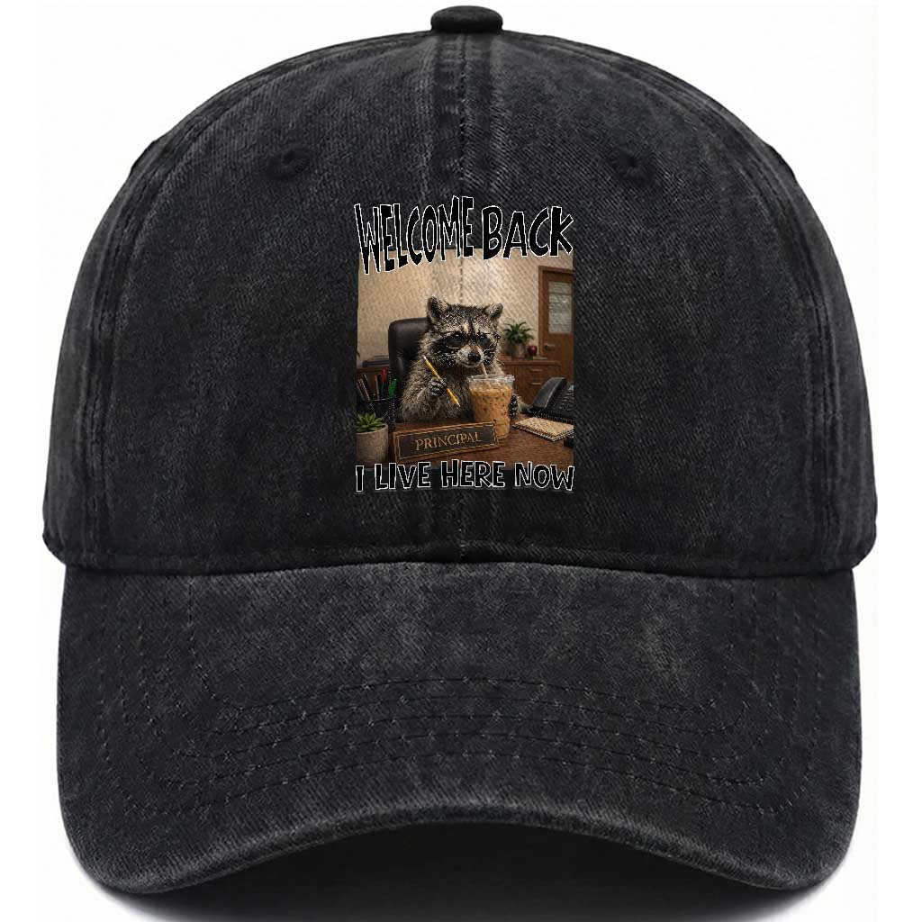 Funny Raccoon School Principal Washed Cotton Baseball Cap Welcom Back To School TS14 Print Your Wear